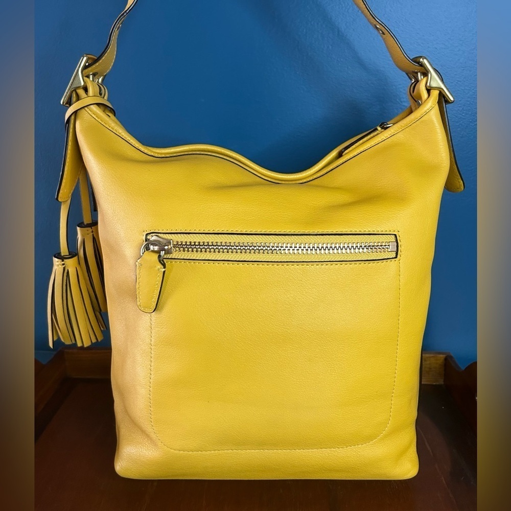 Coach Legacy Sunflower Yellow Duffel with Tassels 19889 EUC - Picture 9 of 15